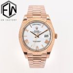 EW Factory Rolex Daydate 3255 Movement 40mm White Face Rose Gold President Band Watch